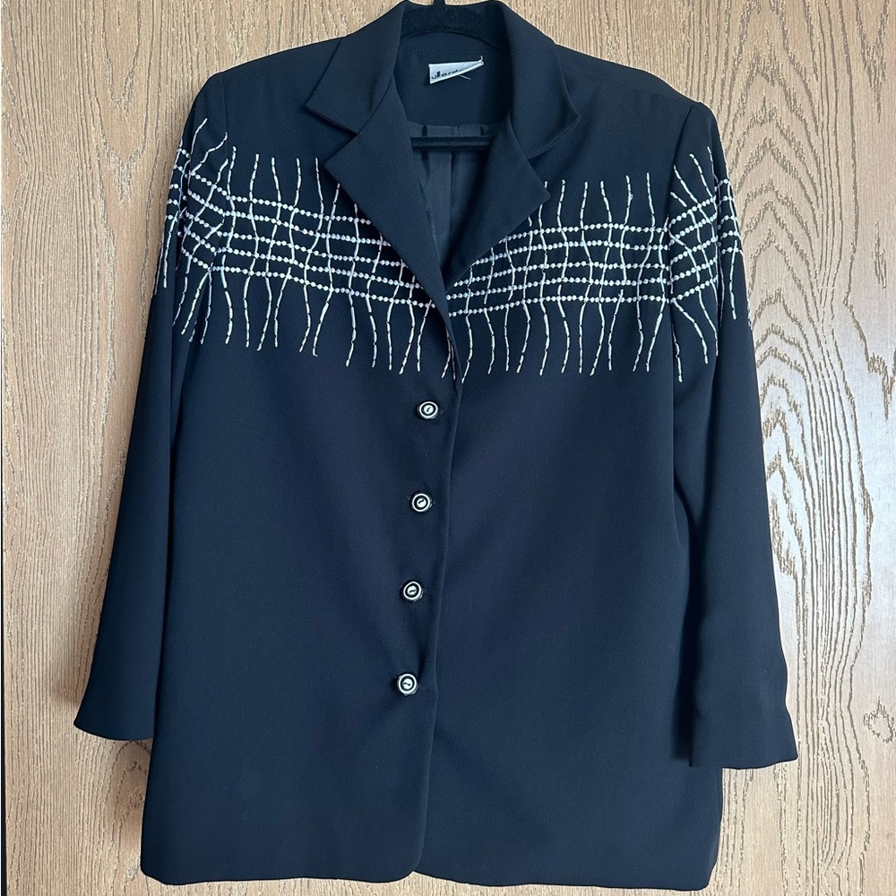 Unique Black Blazer with Web Design